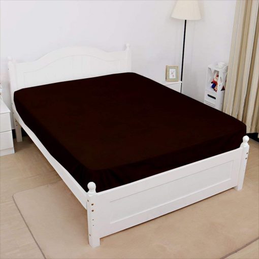 Jersey fitted sheet dark brown