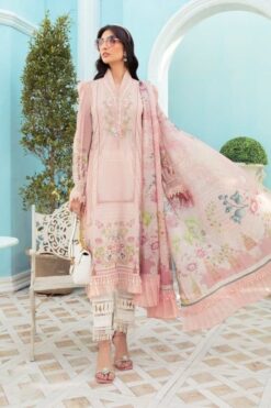 Mariab Unstitch 3 pieces Lawn Suit with organza dupatta 2022