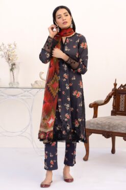 Zanib Chottani 3pcs Unstitched Digital Print Slub Khaddar Collection 2023