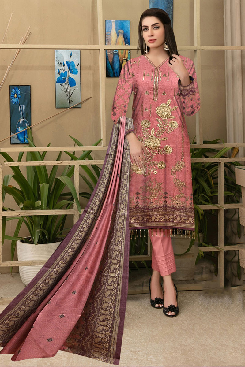 Beechtree 3pc Unstiched Dhanak Suit | 3pcs Winter Collection 2023