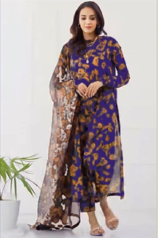 Zanib Chottani 3pcs Unstitched Digital Print Slub Khaddar Collection 2023