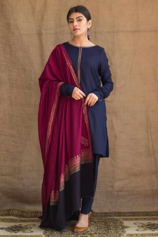 Khaadi embroidered Winter dhanak collections 2023